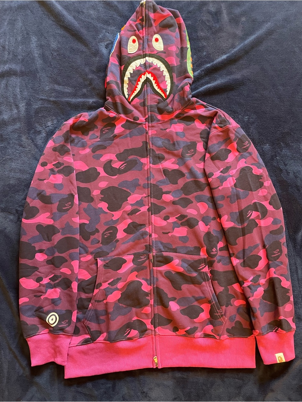 Bape Pink & Black Camo Shark Full-Zip Hoodie